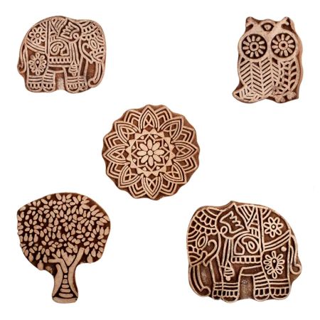 Set of 5 Piece New Mix Wooden Printing Block